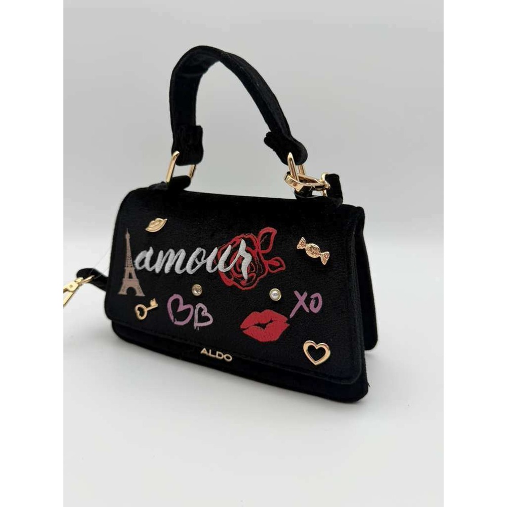 Aldo Amour Mini Top Handle Bag - Black, Red & Gold Romantic Satchel‎ NWT